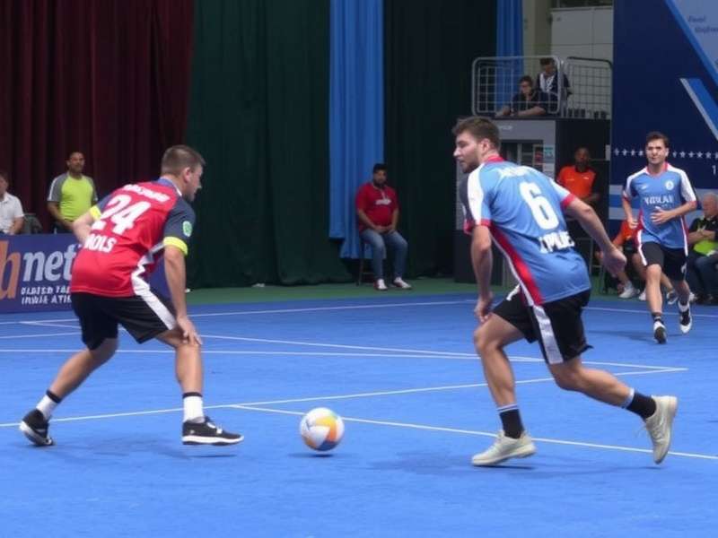 Handball team in action